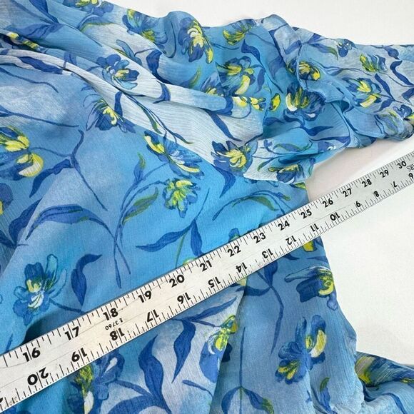 Prabal Gurung for JCPenny Dress Women 2X Floral Ruffle Hem Drawstring flowy Blue - Picture 5 of 9